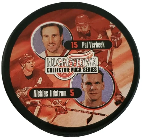 PAT VERBEEK #15 NICKLAS LIDSTROM #5 HOCKEYTOWN DETROIT RED WINGS PUCK NHL 🇸🇰 Cover