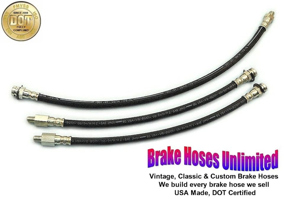  JUEGO DE MANGUERA DE FRENO Ford Crestline, Customline, Mainline 1954, excepto Station Wagon Foto 1 de 2