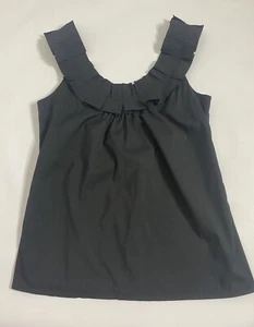 Etcetera Sleeveless Top Black Ruffle Pleated Tank Top Size 4 Side Zip Small - Picture 1 of 8
