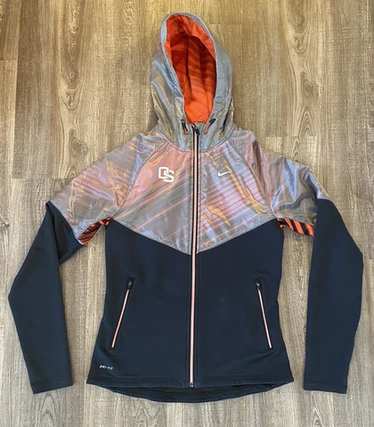 Nike Dri-Fit Oregon State Zip Up. OSU Orange & Black Nike Hooded Zip Up. Size S Cover