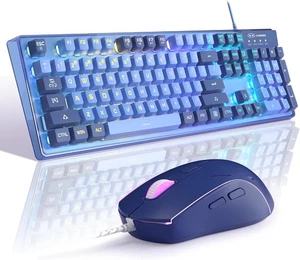 MageGee K1 RGB LED Backlit Gaming Keyboard and Mouse Combo for PC/Laptop (Blue) - Afbeelding 1 van 8