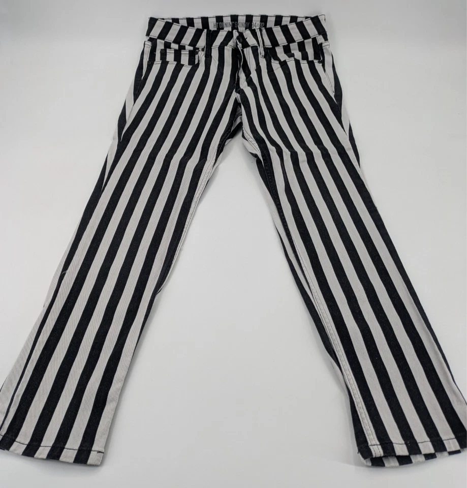Jeans ajustados a rayas blancas y negras Ht Denim 34X32 emo Y2K Foto 1 de 4