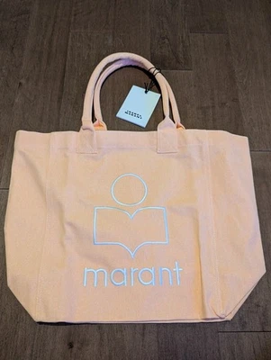 Bolsa tote Isabel Marant Yenky padrão onda de pêssego leve lona nova com etiquetas - Imagem 1 de 4