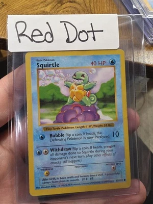 1999 Pokémon Base Set Shadowless Squirtle Red Diamond Dot Error #63 MP - Image 1 of 3