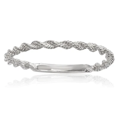 Anillo apilable llamativo con banda entrecruzada de cuerda trenzada de oro blanco macizo de 14K Foto 1 de 4