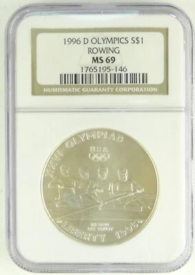 1996-D OLYMPICS S$1 ROWING MS 69 SILVER DOLLAR - Image 1 of 4