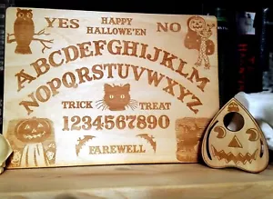 Wooden Vintage Halloween Ouija Board & Planchette | Handmade Wood Spirit Board - Picture 1 of 12