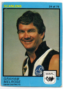 1982 AFL WAFL SCANLENS FOOTBALL CARD - 24 Graham MELROSE (SWAN DISTRICTS) NM/EXC