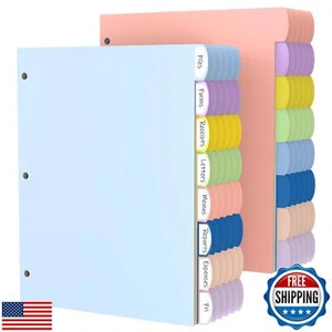 HABGP 96Pcs/12 Set 3 Ring Binder Dividers with Tabs, 8 Color Tab Divders for  - Picture 1 of 5