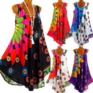 Mujeres Boho Vestido Suelto Sin Mangas Chifón Túnica Chaleco Camiseta sin Mangas Solero Talla Grande - Imagen 1 de 18