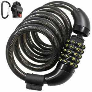 Bloqueo de Bicicleta, Cerraduras de Bicicleta Cable Enrollado Seguro Restable Combinación Cable de Bicicleta Bloqueo - Imagen 1 de 10