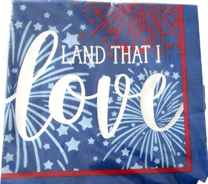Patriotische Servietten zum Abendessen ~ 26 Ct. ~ 15,7" x 15,7" ~ LAND THAT I LOVE - Bild 1 von 1