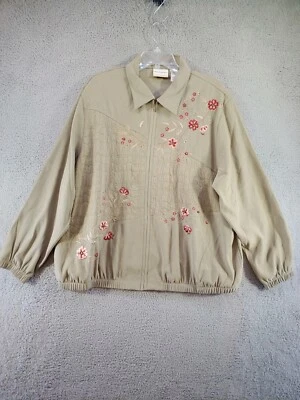 Chaqueta Alfred Dunner 20W Mujer Abrigo Cremallera Completa Bordado Floral Tejido con Cuentas Foto 1 de 4