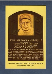 BILL McKECHNIE, Reds~Pirates~Braves| 1964 HOF postcard Curteichcolor GREEN ink C