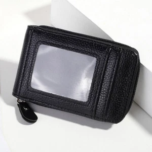 RFID Credit Card Holder Genuine Leather Small Accordion Wallet for Women Men - Picture 1 of 18