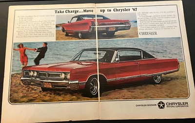 Red 1967 Chrysler Newport Custom - Vintage Original Print Ad / Garage Wall Art - Image 1 of 4