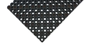 Super Strong schwarze Gummi-Fußmatte 50 x 100 cm braune Reinigungsbürsten Matte - Bild 1 von 4