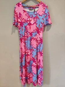 QVC Ruth Langsford Square Neck Dress Pink Floral Size 12 Tall RRP £64.50 - Picture 1 of 4