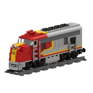 MOC: S-a-n-t-a F_e Heavy Duty Passenger Locomotive with Rail 570 Pieces - Picture 1 of 10