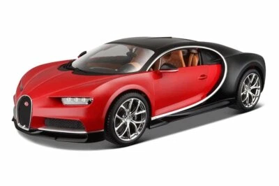 Bugatti Chiron, Red w/ Black - Bburago 11040R - 1/18 Scale Diecast Model Toy Car - Image 1 of 4