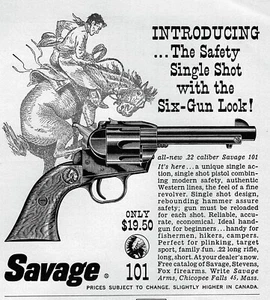 Revólver Savage Modelo 101 22 Cal 1960 anuncio impreso original - Imagen 1 de 1