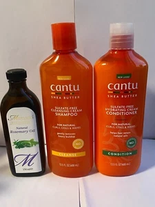 cantu sulfate free shampoo hydrating conditioner & Rosemary Oil set of 3 - Picture 1 of 4