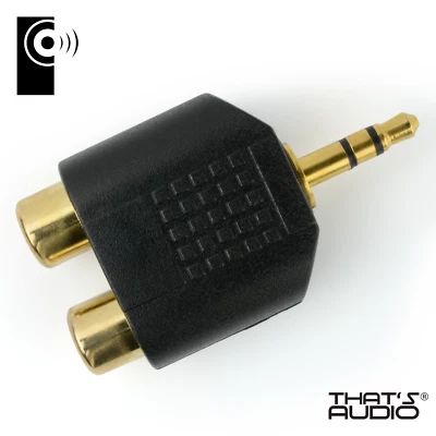 Stereo Adapter 3.5 mm (Male) to 2x PHONO / RCA (Female) Gold Plated Jack - Image 1 of 4
