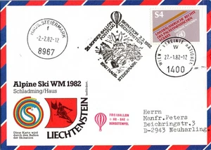 Österreich, Ballonpost Beleg Ski WM 1982 Schladming Haus Liechtenstein UN Wien - Picture 1 of 3