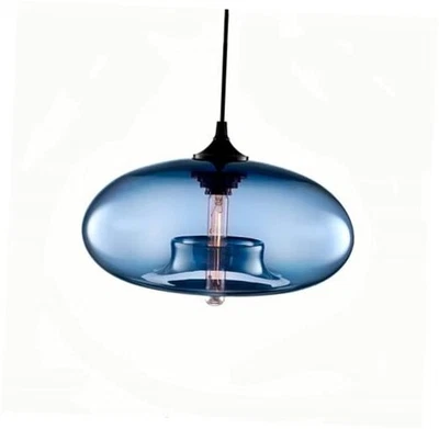 Lámpara colgante de cocina nórdica Mordern luz colgante de vidrio 11*6" azul tomate Foto 1 de 4