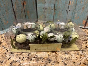Pier 1 IMPORTACIONES Gorrión Nido de Pájaro con Huevos Moteados Tealight Juego de 2 - Imagen 1 de 4
