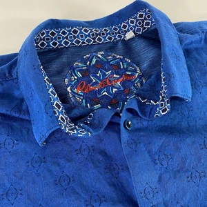 Camisa Robert Graham Abotonada Para Hombres 4XLT Azul Jacquard Suroeste Manga Larga - Imagen 1 de 12