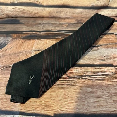 John Weitz Necktie Men’s Striped Black Classic 57” Polyester Silk Tie Executive - Image 1 of 4