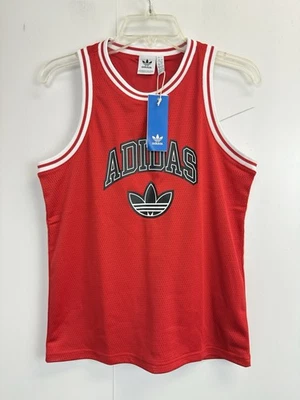 NEW ADIDAS Boy’s ORIGINALS TANK TOP Jersey Size L JW1982 Red Black Trefoil Logo - Image 1 of 4