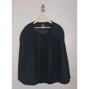 Saks Fifth Avenue Wool Cashmere Classic Old Money Black Women's Cape Size XL - Picture 1 of 8