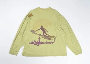 Vintage Oxbow 90's Men's Surf Print Light Freen Crew Neck Long Sleeve Tee Size L - Picture 1 of 9
