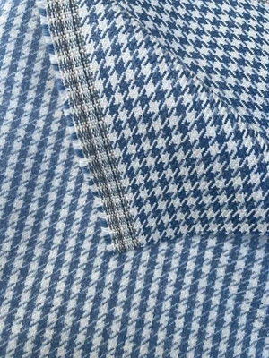 Sitting Embossed Fabric Upholstery Pepita Houndstood for  Porsche Blue / White - Image 1 of 4