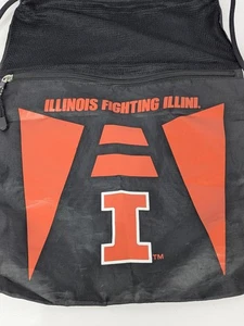 University of Illinois U of I DRAWSTRING BAG Backpack Cinch Sack Black Orange - Picture 1 of 9