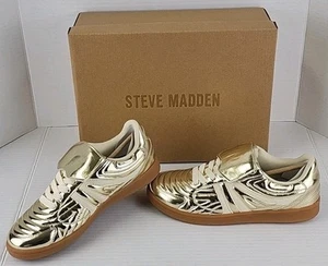 Scarpe sneakers stringate Steve Madden Madrid oro donna taglia 7 pieghevoli - Foto 1 di 15