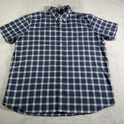 Camisa LL Bean Para Hombres XXL Alta Manga Corta Azul A Cuadros Botones Ajuste Tradicional Foto 1 de 4