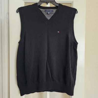 Tommy Hilfiger Hombre Negro Pullover Suéter Chaleco Oficina Negocios Informal Grande Foto 1 de 4