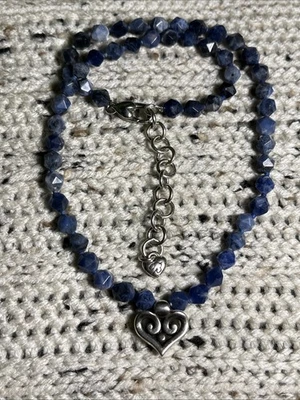 Collar Brighton Alcázar Corazón Tonificado Plata Piedra Alabastro Azul 18 Pulgadas  Foto 1 de 4