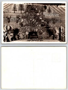 Baldwin Michigan SHRINE OF THE PINES HUNTING LODGE INTERIOR RPPC Postcard X598 - Picture 1 of 1