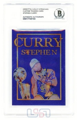Tarjeta coleccionable firmada por Stephen Curry Auto Orrett's x Volcy Strachan 30/LE BAS auténtica Foto 1 de 3