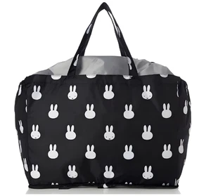 Miffy BLACK Large-Capacity Foldable Water-Resistant Drawstring Market Bag Purse - Picture 1 of 4