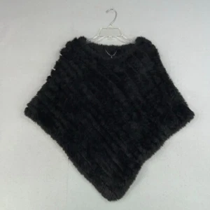 Poncho BCBGMAXAZRIA para mujer talla única negro Elinor imitación piel capelet noche glamour - Imagen 1 de 14