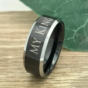 Tungsten Wedding Ring, Personalize Engrave Wedding Band Mens Ring Free Engravng - Picture 1 of 5