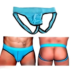 Herren Jockstrap Männer Ouvert Pofrei Slip Reizwäsche Unterhose Blau S M L XL - Bild 1 von 5