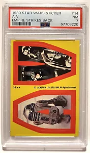 Pegatina Star Wars Empire 1980 contraataca #14 A V Vader/R2-D2 PSA 7 casi nuevo - Imagen 1 de 2