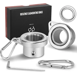 Aluminum Alloy Flagpole Ring Set with Bearings 2 Pack, anti Wrap 360°Rotating - Picture 1 of 7