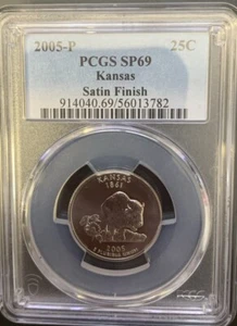 2005 P Kansas State Quarter 25c PCGS SP69 Satin Finish - Picture 1 of 2